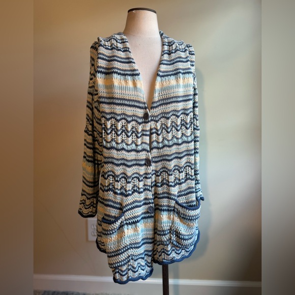 Johnny Was Hooded Crochet Knit Cardigan - Picture 2 of 8